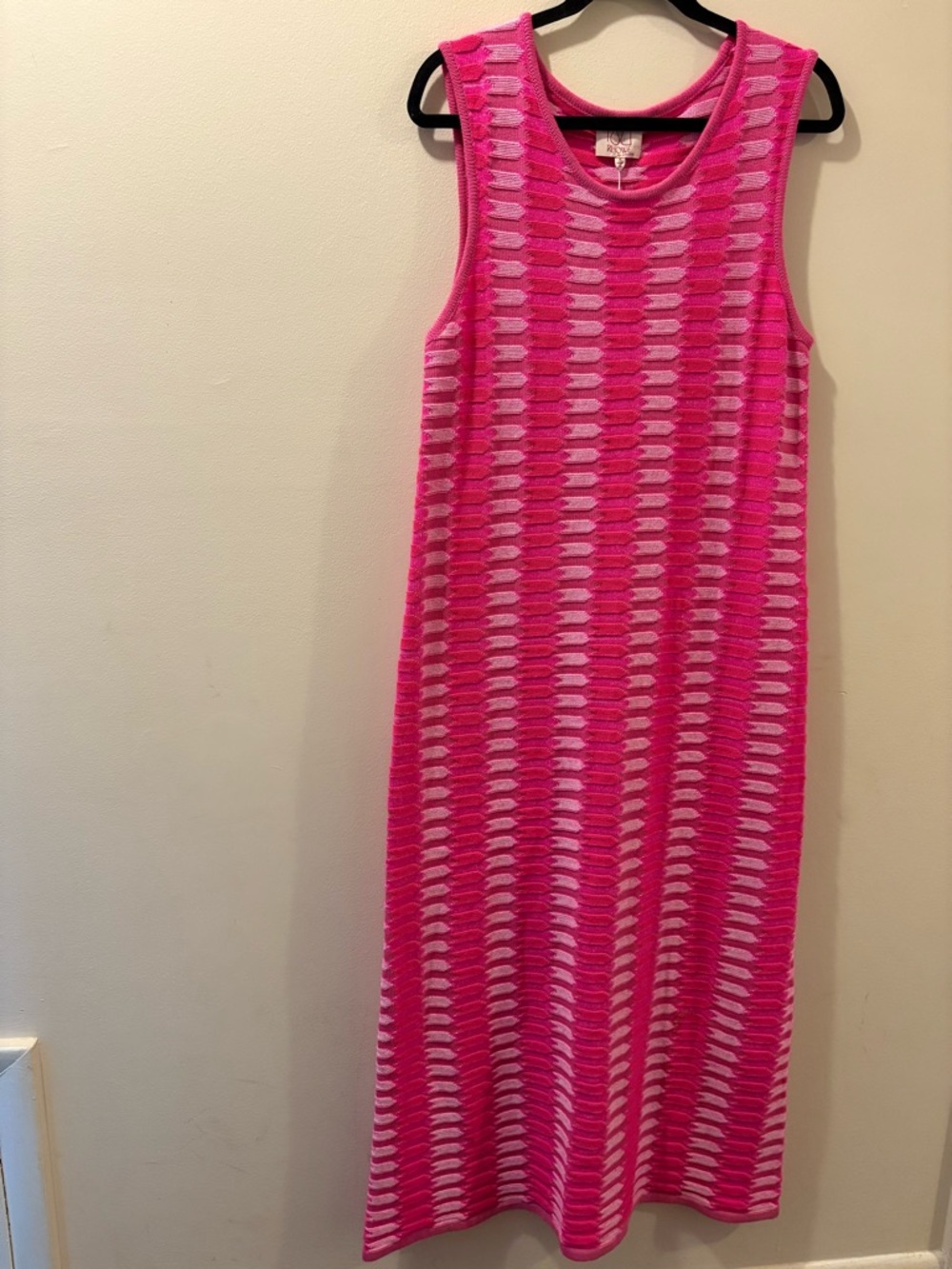Rhowe Hot Pink Sleeveless Knit Midi Dress - NWT - medium - cotton blend